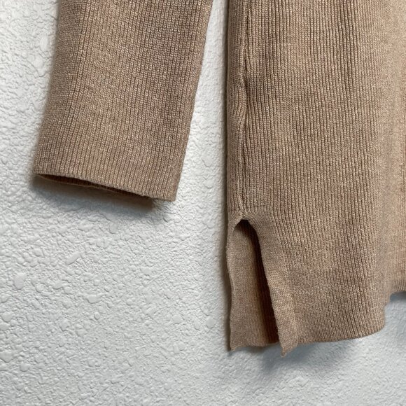 Cyrus Cardigan Sweater Open Front Front Pockets Vented Sides Tan Women's Size M - Picture 3 of 16